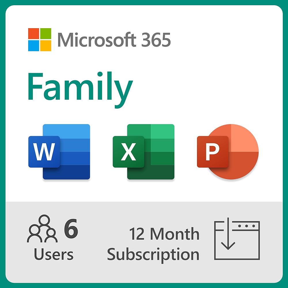 Microsoft 365 Family | 12-Month Subscription, Up to 6 People | Word, Excel, PowerPoint | 1TB OneDrive Cloud Storage | PC/MAC Instant Download | Activation Required